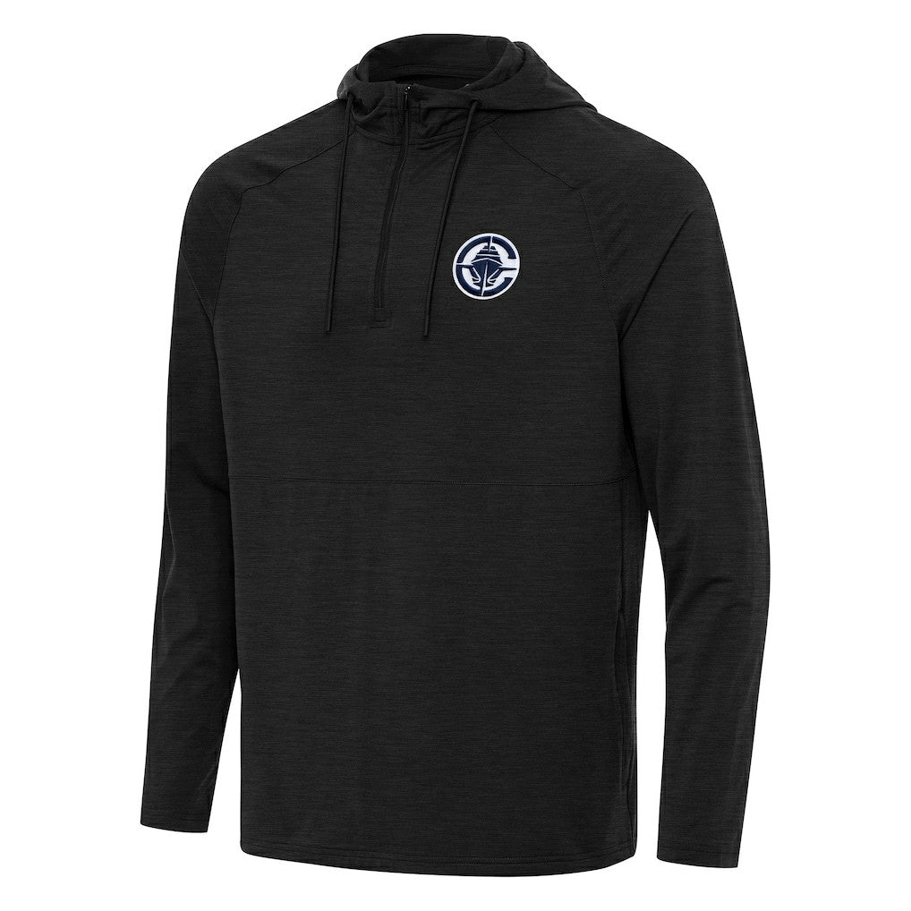 LA Clippers Antigua Spikes Raglan Quarter-Zip Hoodie Heather Black