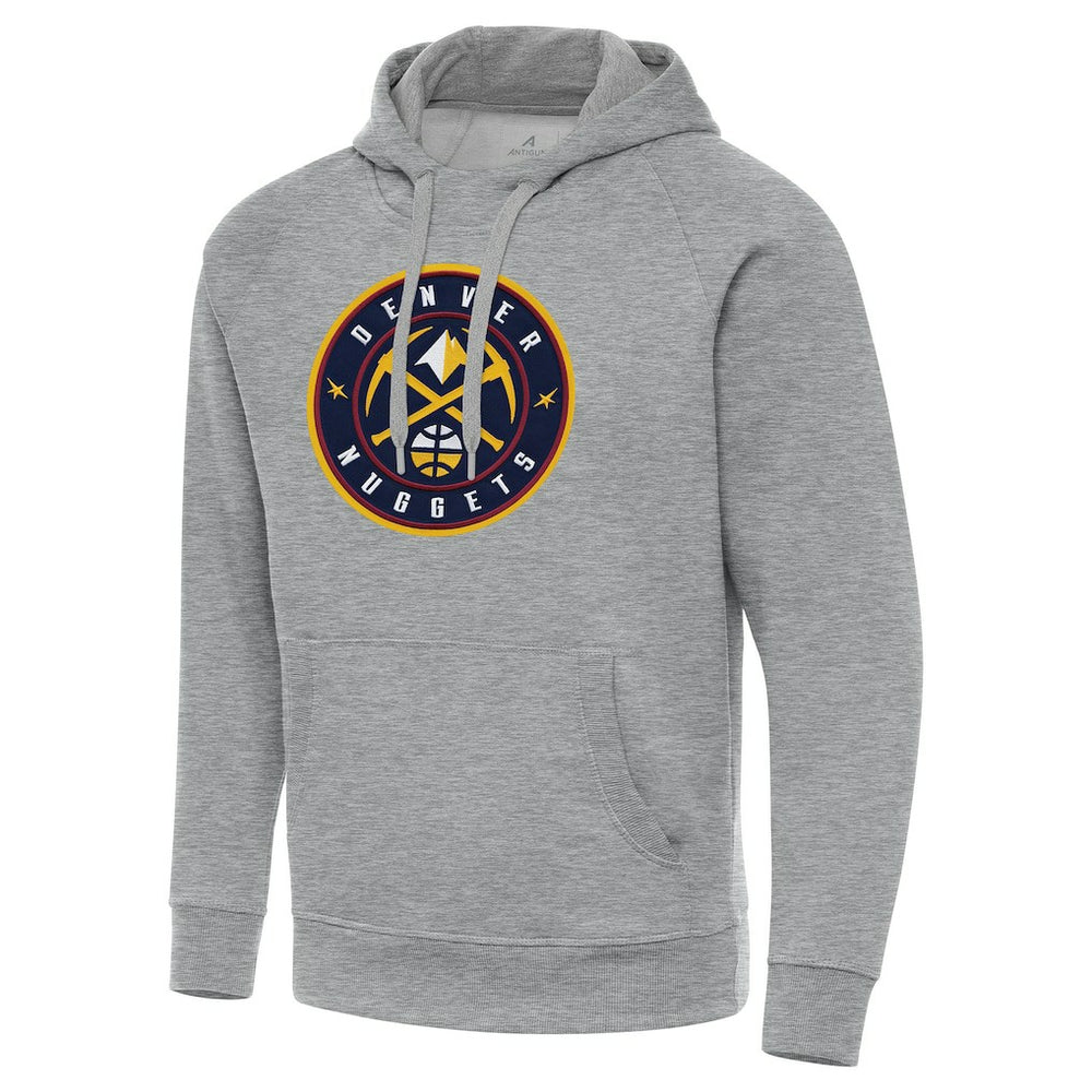 Denver Nuggets Antigua Big & Tall Victory Raglan Pullover Hoodie Heather Gray