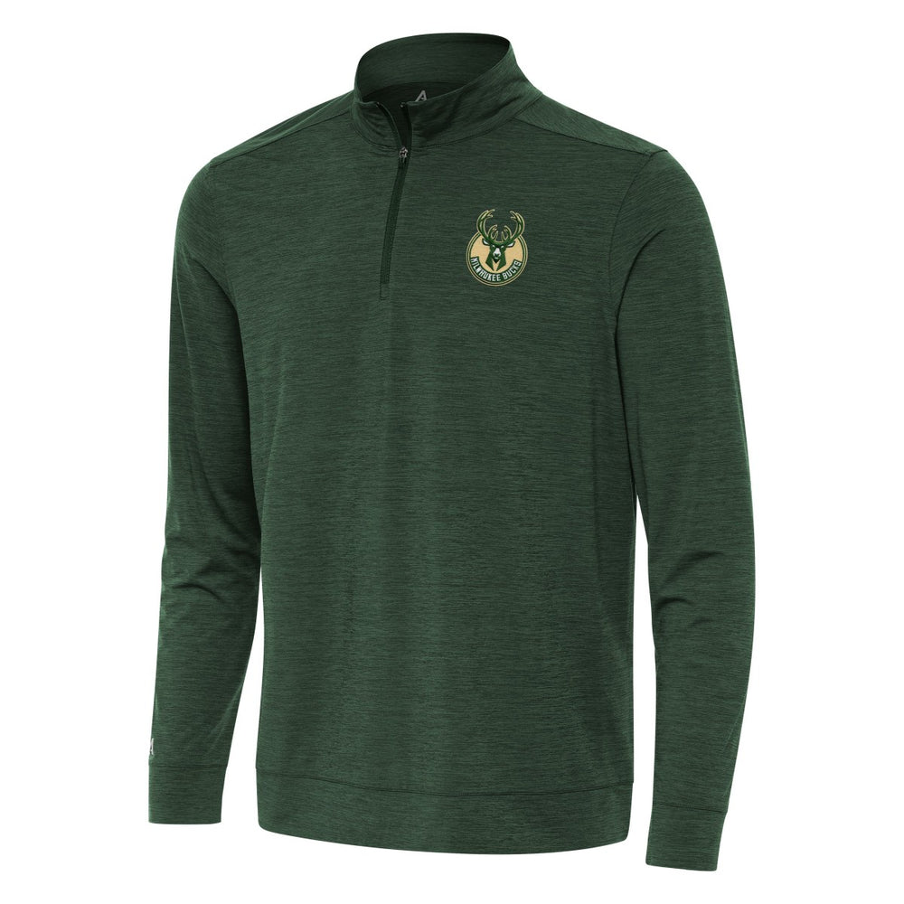 Milwaukee Bucks Antigua Bright Quarter-Zip Top Hunter Green