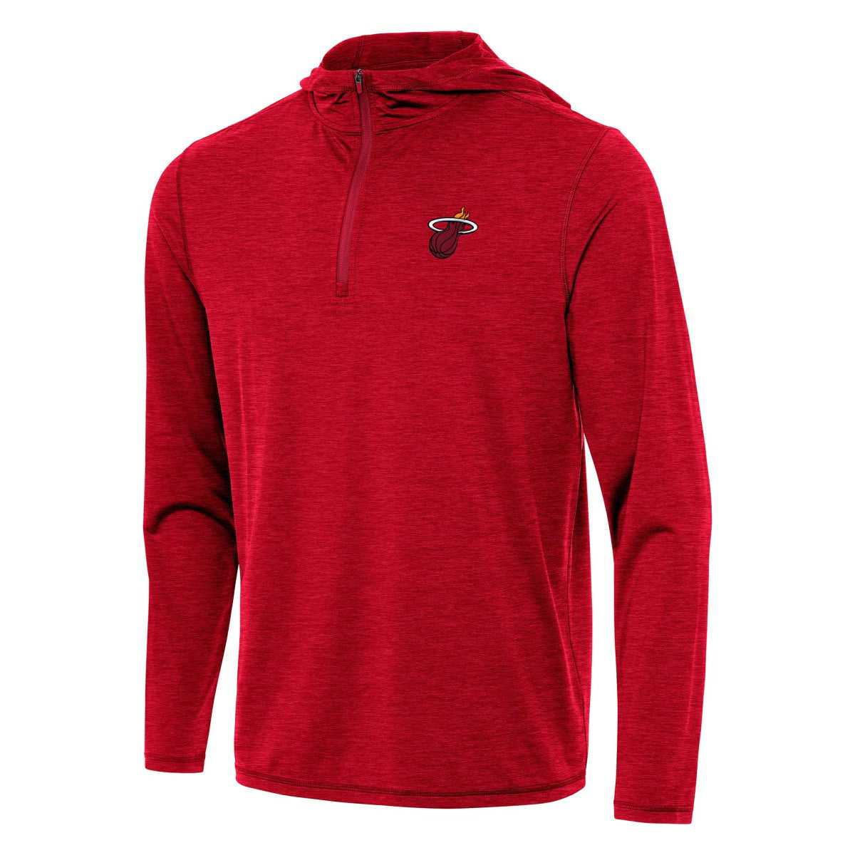 Miami Heat Antigua Tidy Quarter-Zip Hoodie Heather Red