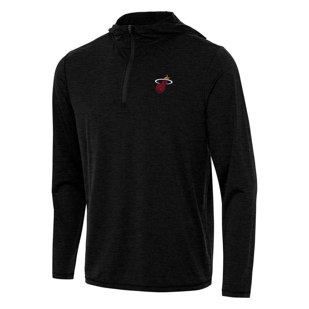 Miami Heat Antigua Tidy Quarter-Zip Hoodie Heather Black