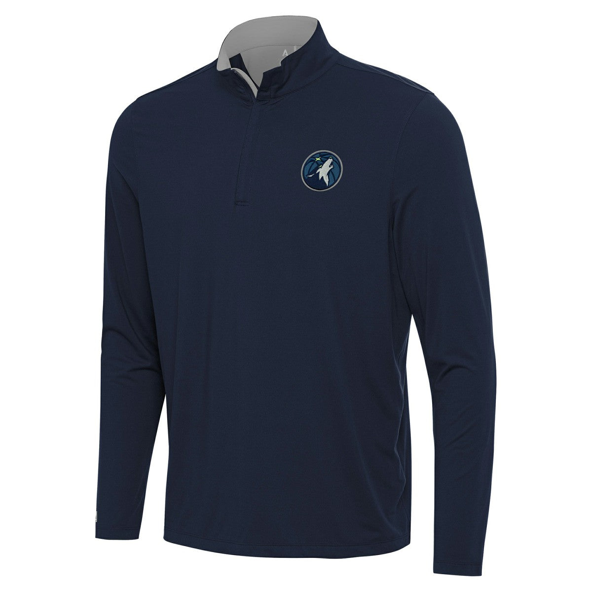 Minnesota Timberwolves Antigua Content Quarter-Zip Top Navy/Gray