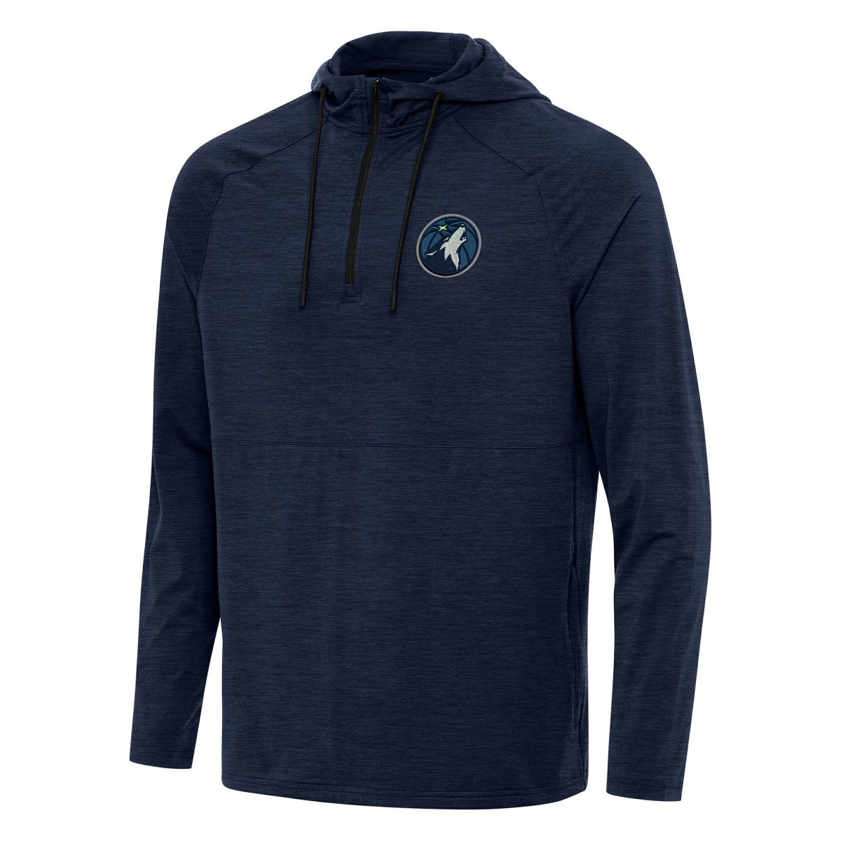 Minnesota Timberwolves Antigua Spikes Raglan Quarter-Zip Hoodie Heather Navy