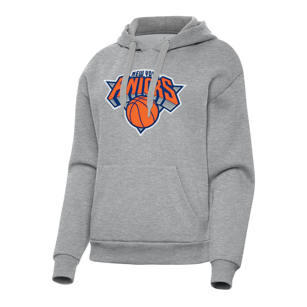New York Knicks Antigua Women's Victory Pullover Hoodie Heather Gray