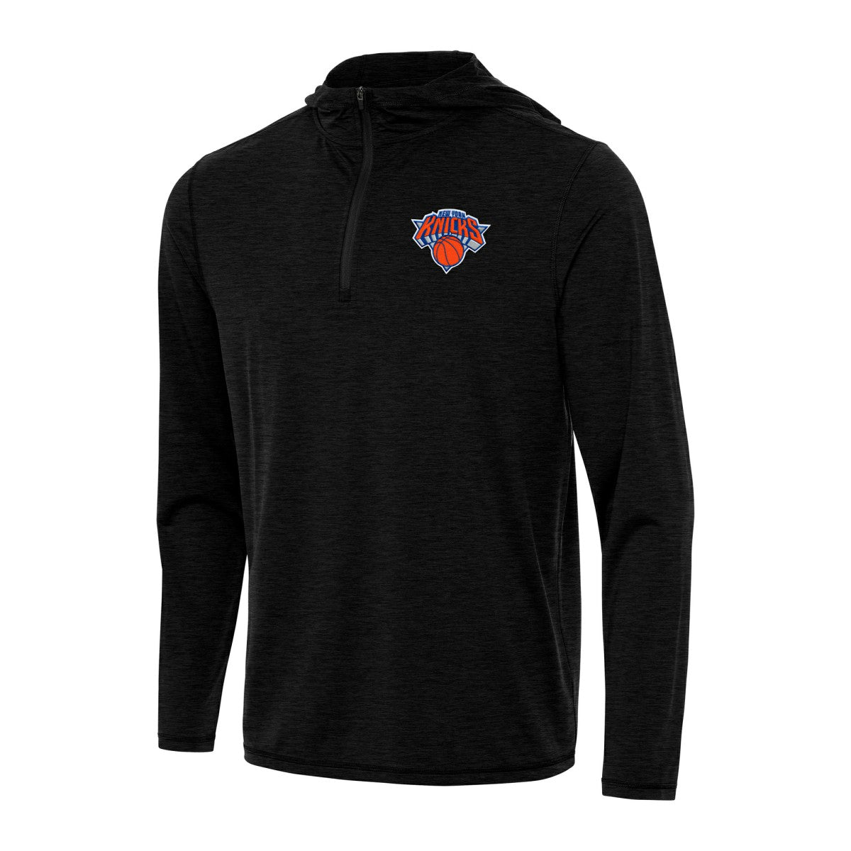 New York Knicks Antigua Tidy Quarter-Zip Hoodie Heather Black