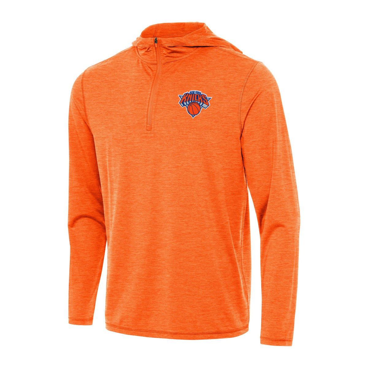 New York Knicks Antigua Tidy Quarter-Zip Hoodie Heather Orange