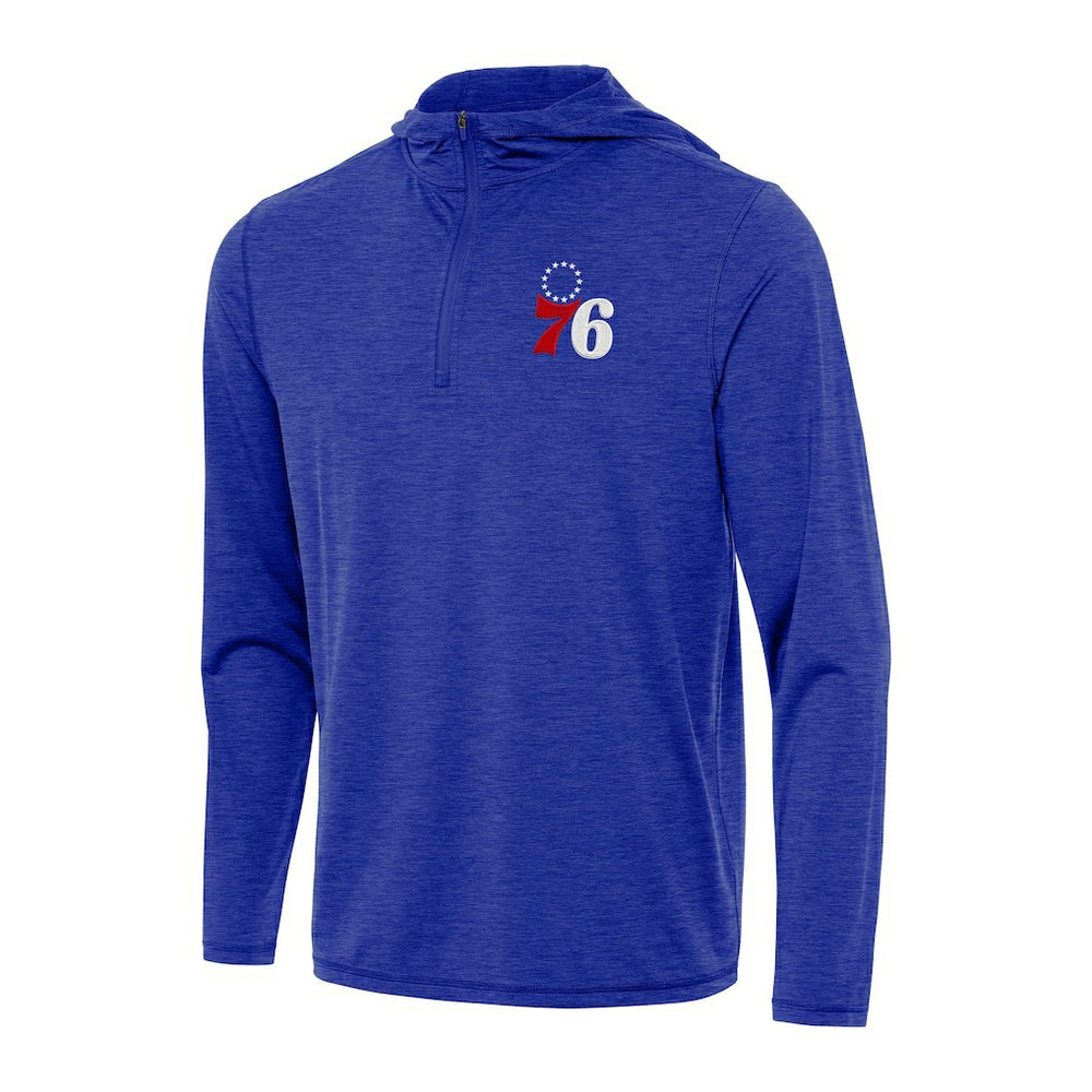 Philadelphia 76ers Antigua Tidy Quarter-Zip Hoodie Heather Royal