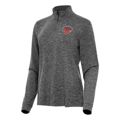 New York Knicks Antigua Women's Mentor Quarter-Zip Mock Long Sleeve Top Heather Black