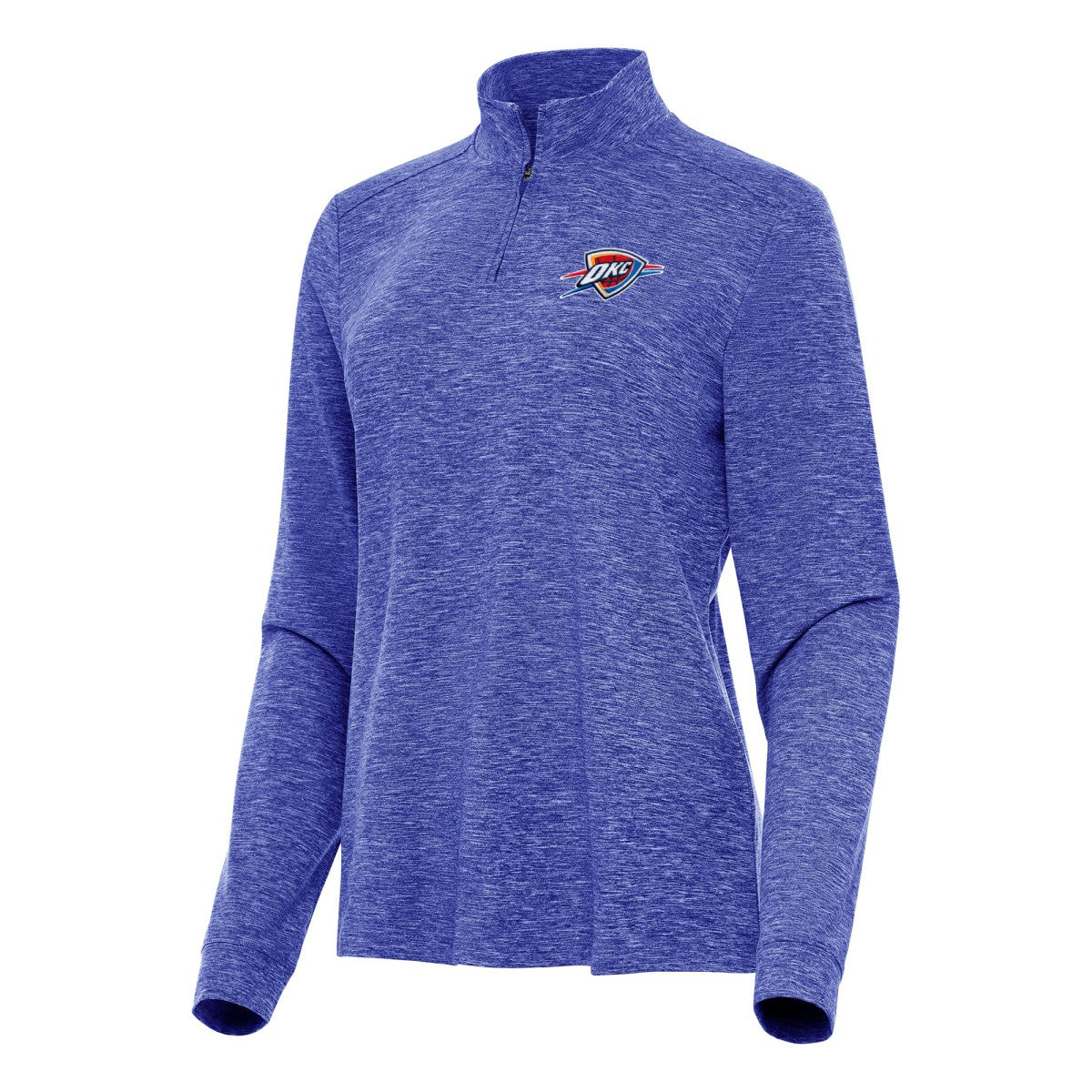 Oklahoma City Thunder Antigua Women's Mentor Quarter-Zip Mock Long Sleeve Top Heather Royal