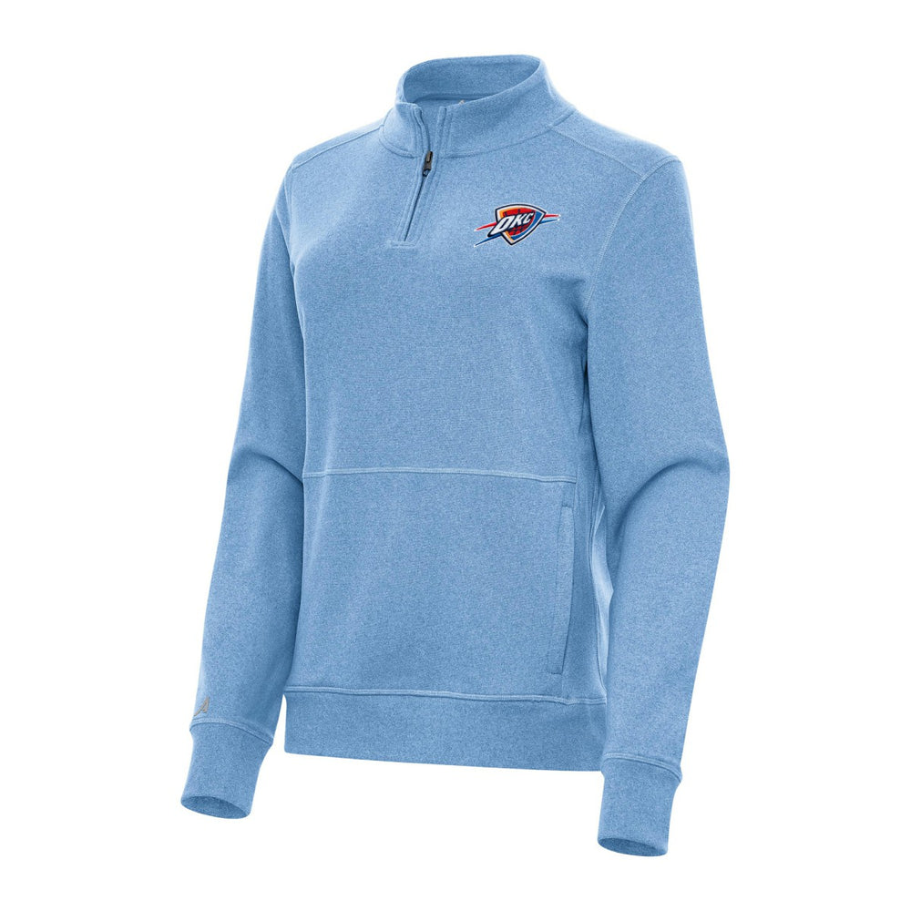 Oklahoma City Thunder Antigua Women's Crush Quarter-Zip Fleece Sweatshirt Heather Powder Blue