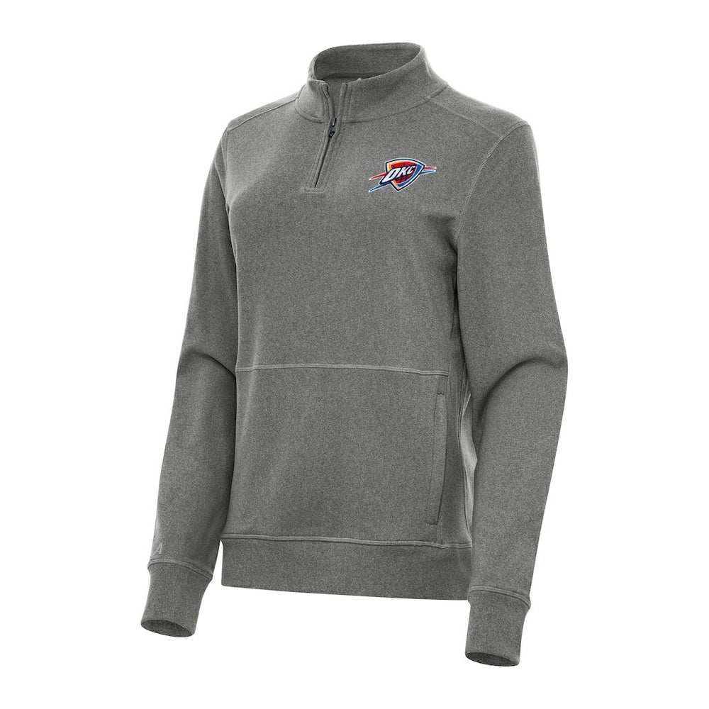 Oklahoma City Thunder Antigua Women's Crush Quarter-Zip Fleece Sweatshirt Heather Black