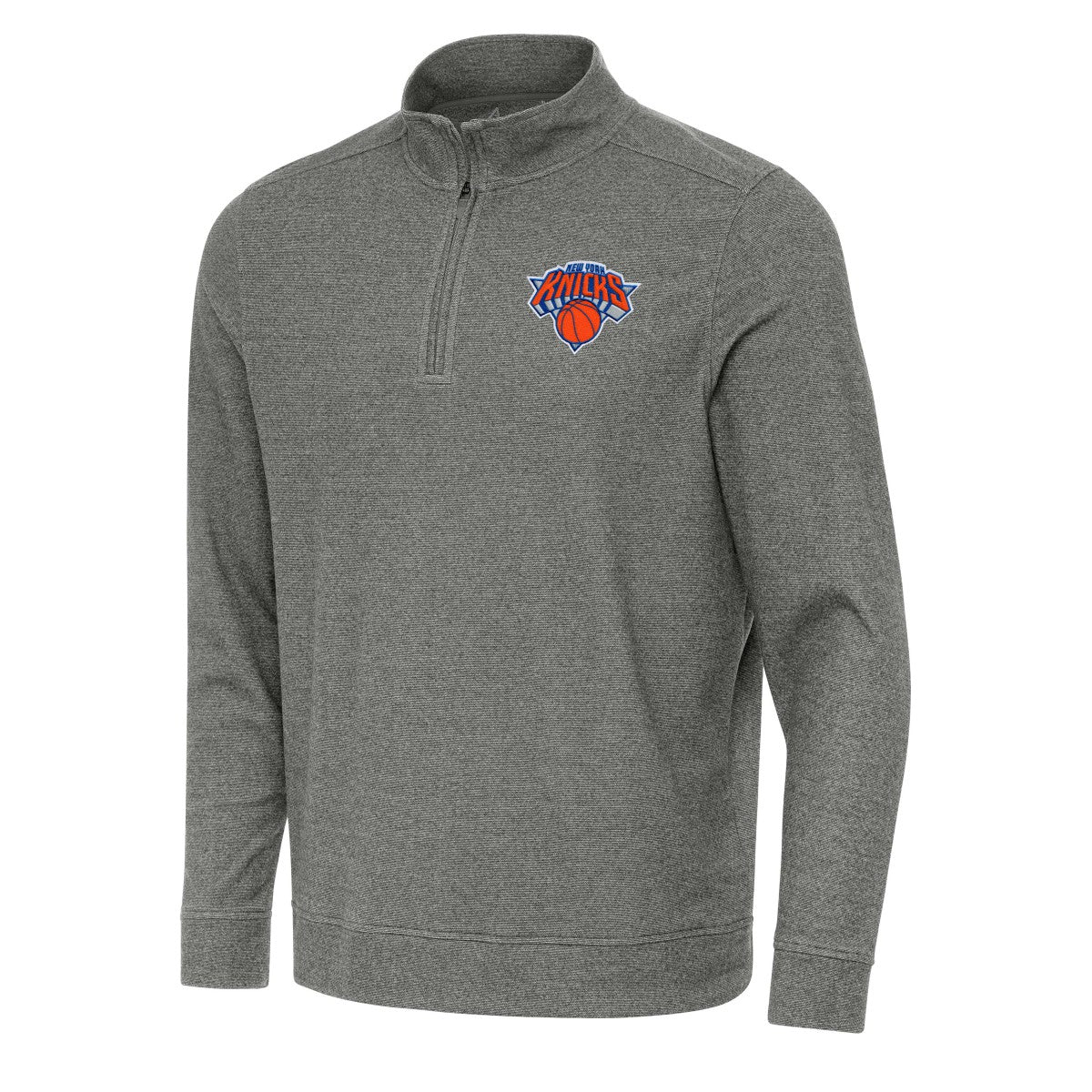 New York Knicks Antigua Subtle Quarter-Zip Sweatshirt Heather Black