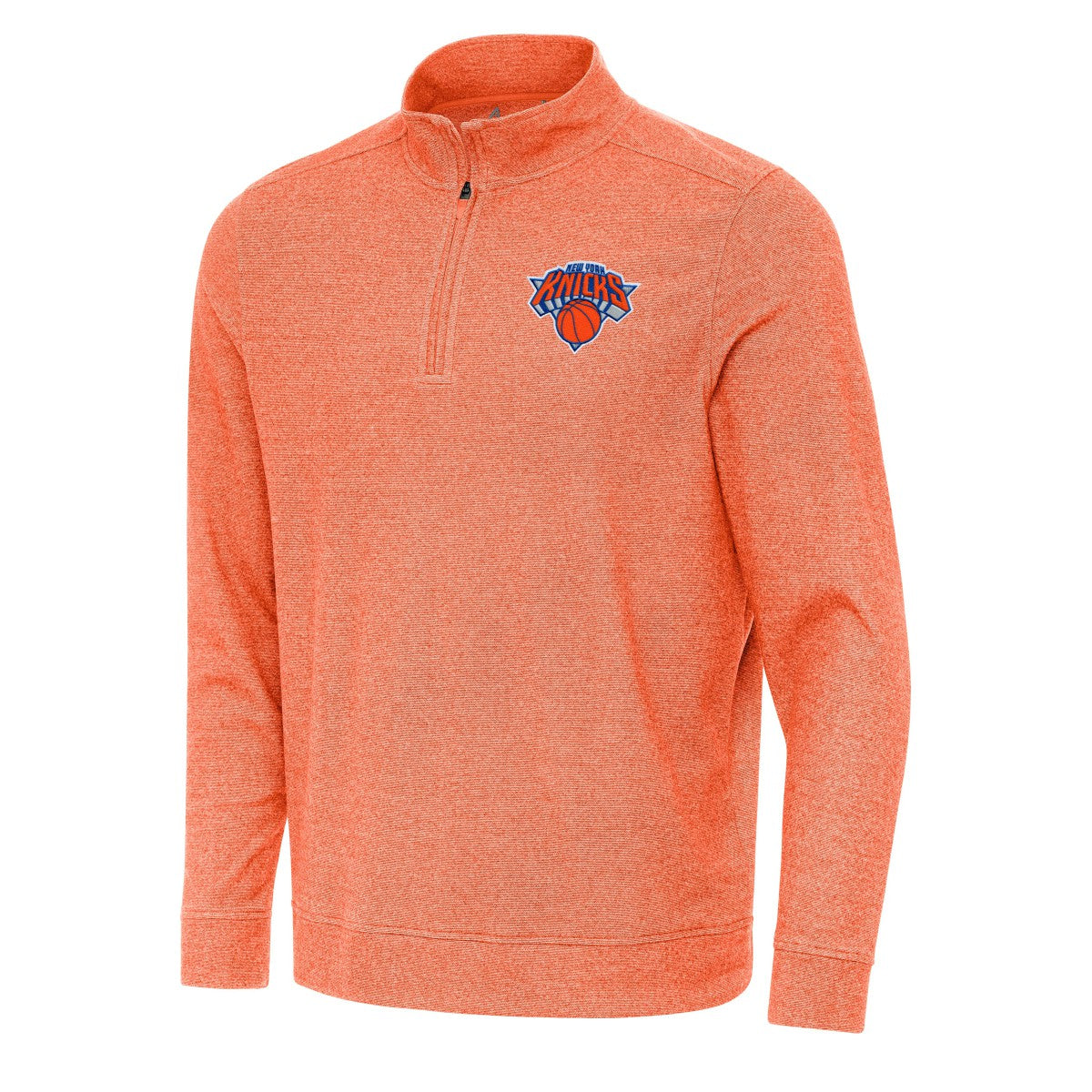 New York Knicks Antigua Subtle Quarter-Zip Sweatshirt Heather Orange
