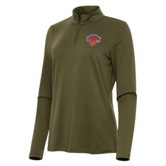 New York Knicks Antigua Women's Reprocess Quarter-Zip Top Olive