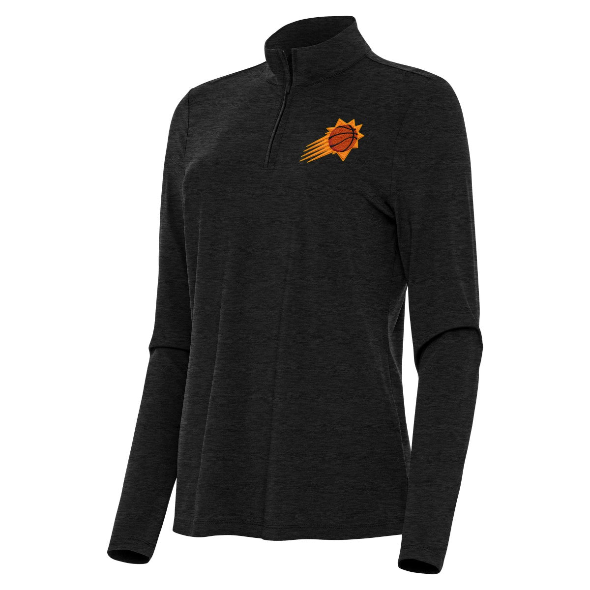 Phoenix Suns Antigua Women's Bright Quarter-Zip Top Heather Black