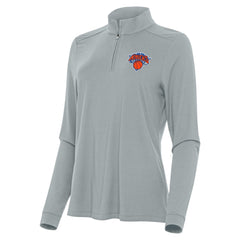 New York Knicks Antigua Women's Intent Quarter-Zip Top Gray
