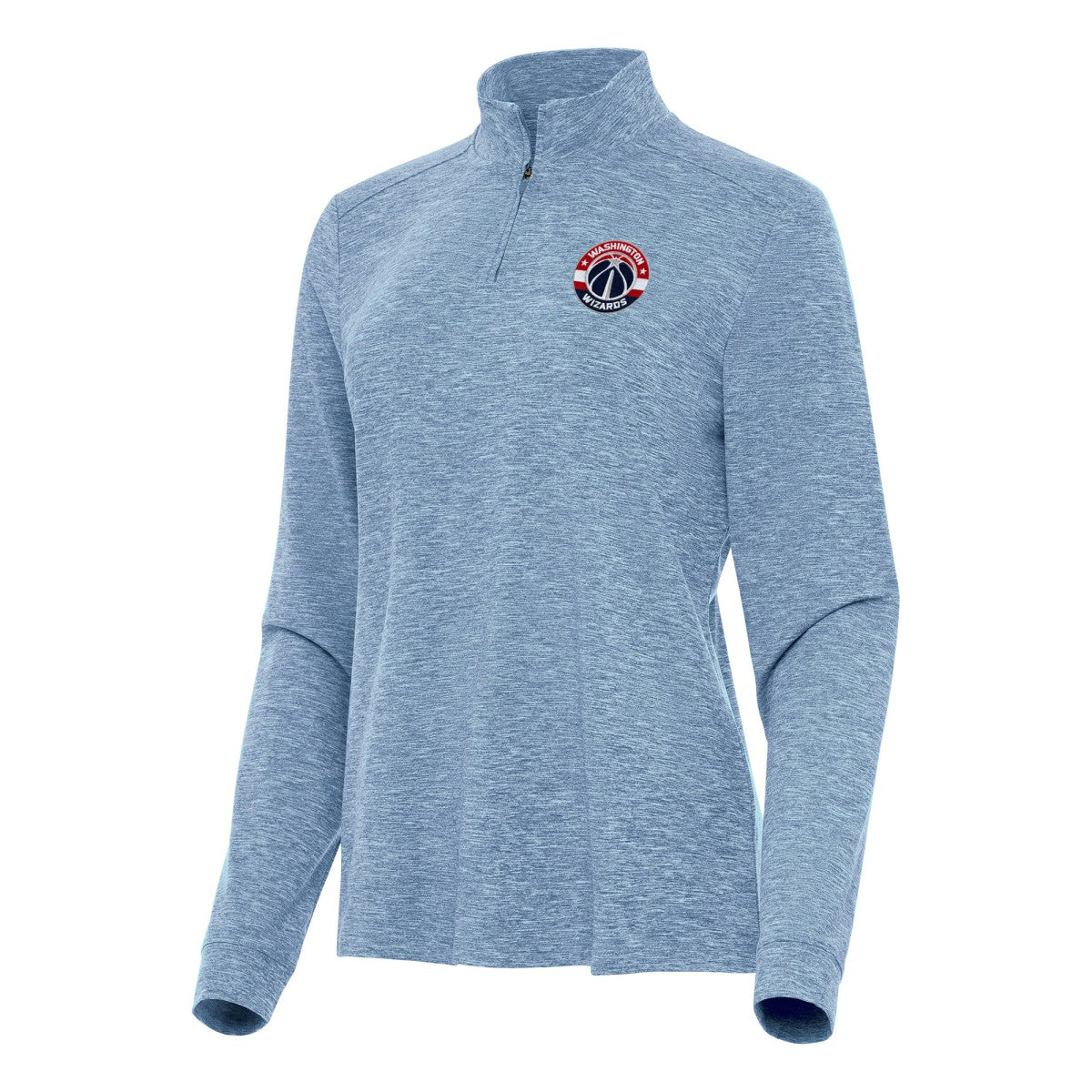 Washington Wizards Antigua Women's Mentor Quarter-Zip Mock Long Sleeve Top Heather Aqua