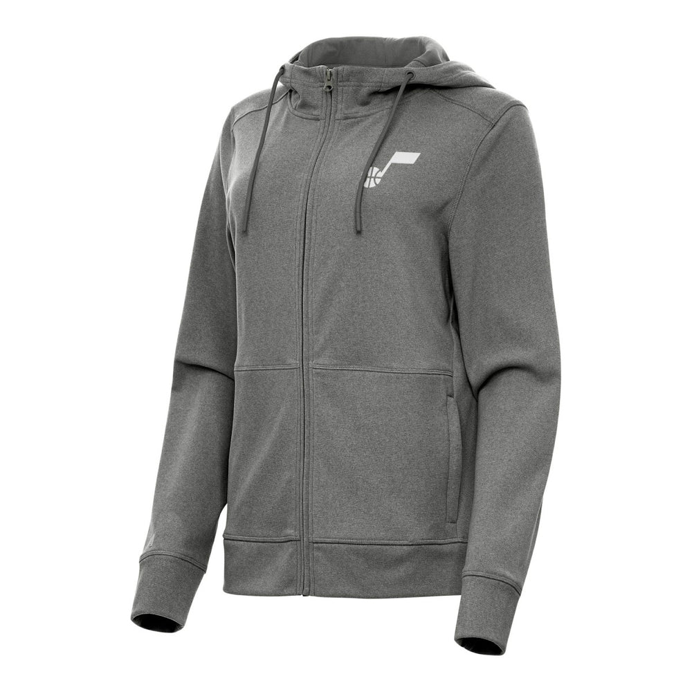Utah Jazz Antigua Women's Seeker Full-Zip Hoodie Jacket Heather Charcoal