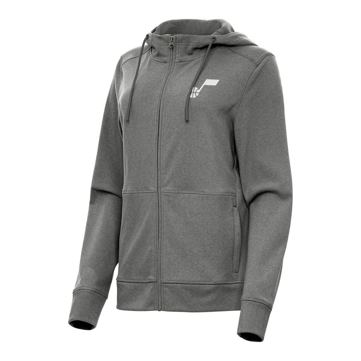 Utah Jazz Antigua Women's Seeker Full-Zip Hoodie Jacket Heather Charcoal