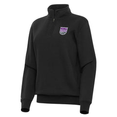 Sacramento Kings Antigua Women's Victory Quarter-Zip Sweatshirt Black