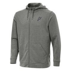 San Antonio Spurs Antigua Effortless Full-Zip Hoodie Jacket Heather Charcoal