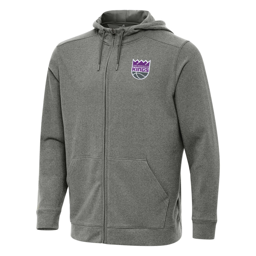 Sacramento Kings Antigua Effortless Full-Zip Hoodie Jacket Heather Charcoal
