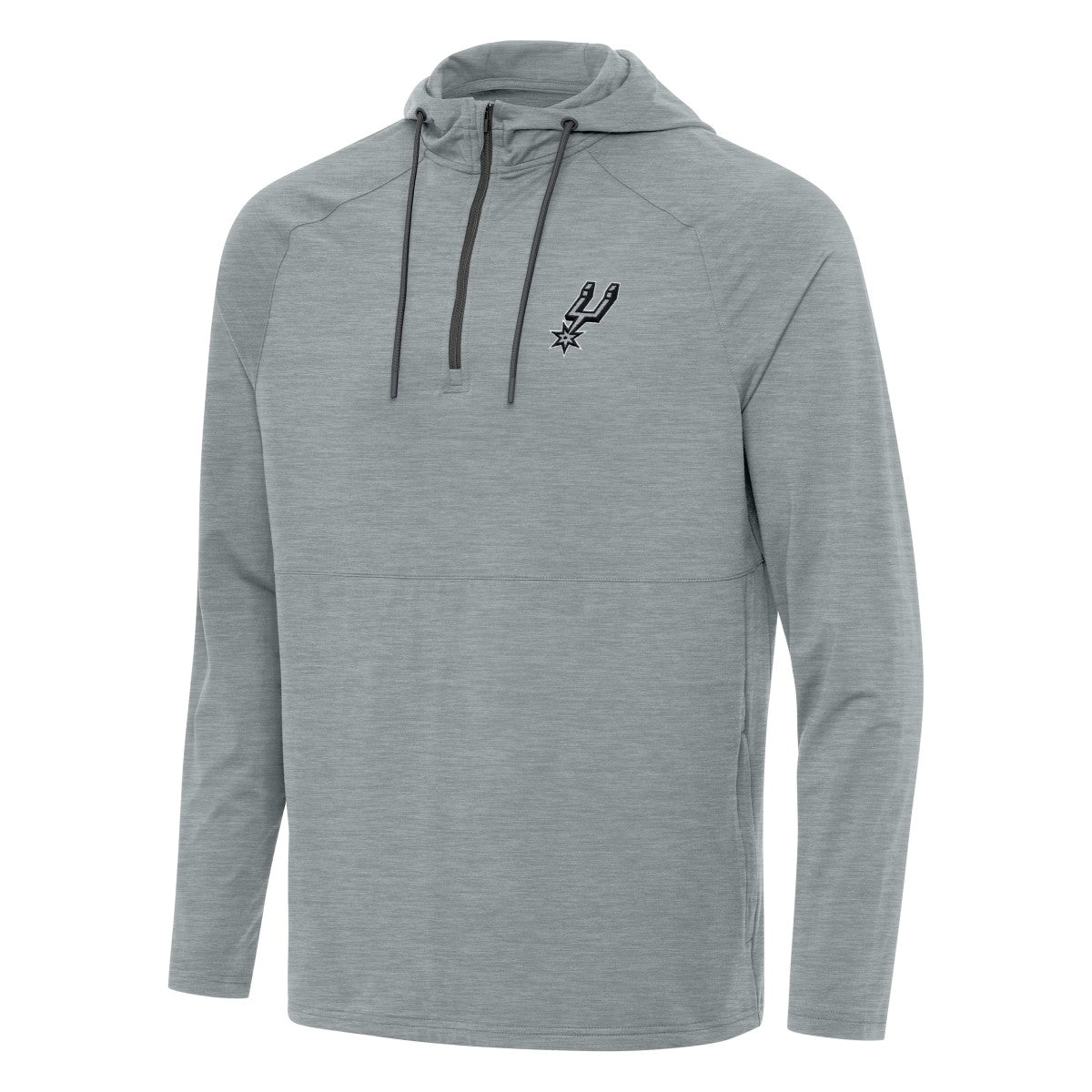 San Antonio Spurs Antigua Spikes Raglan Quarter-Zip Hoodie Heather Gray