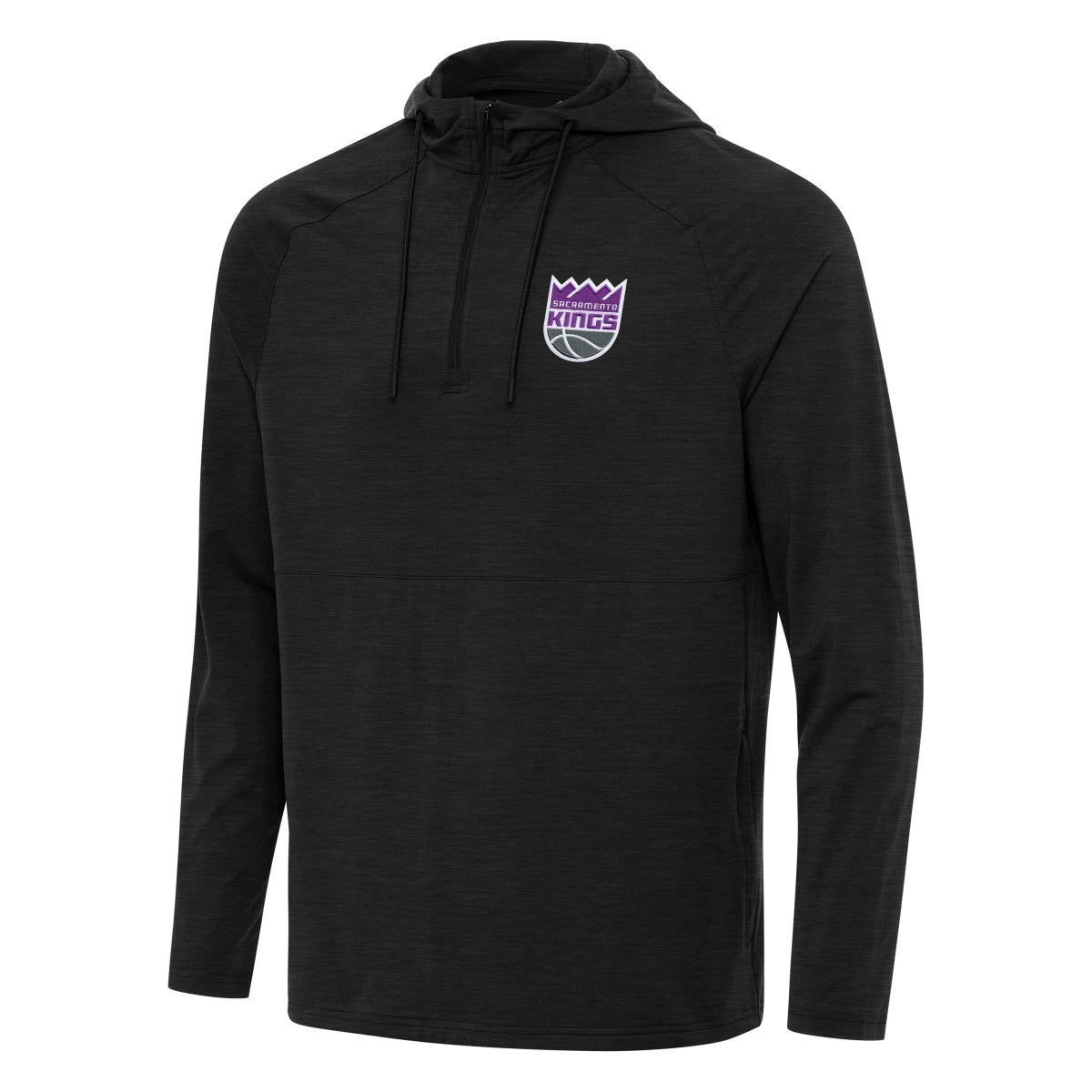 Sacramento Kings Antigua Spikes Raglan Quarter-Zip Hoodie Heather Black