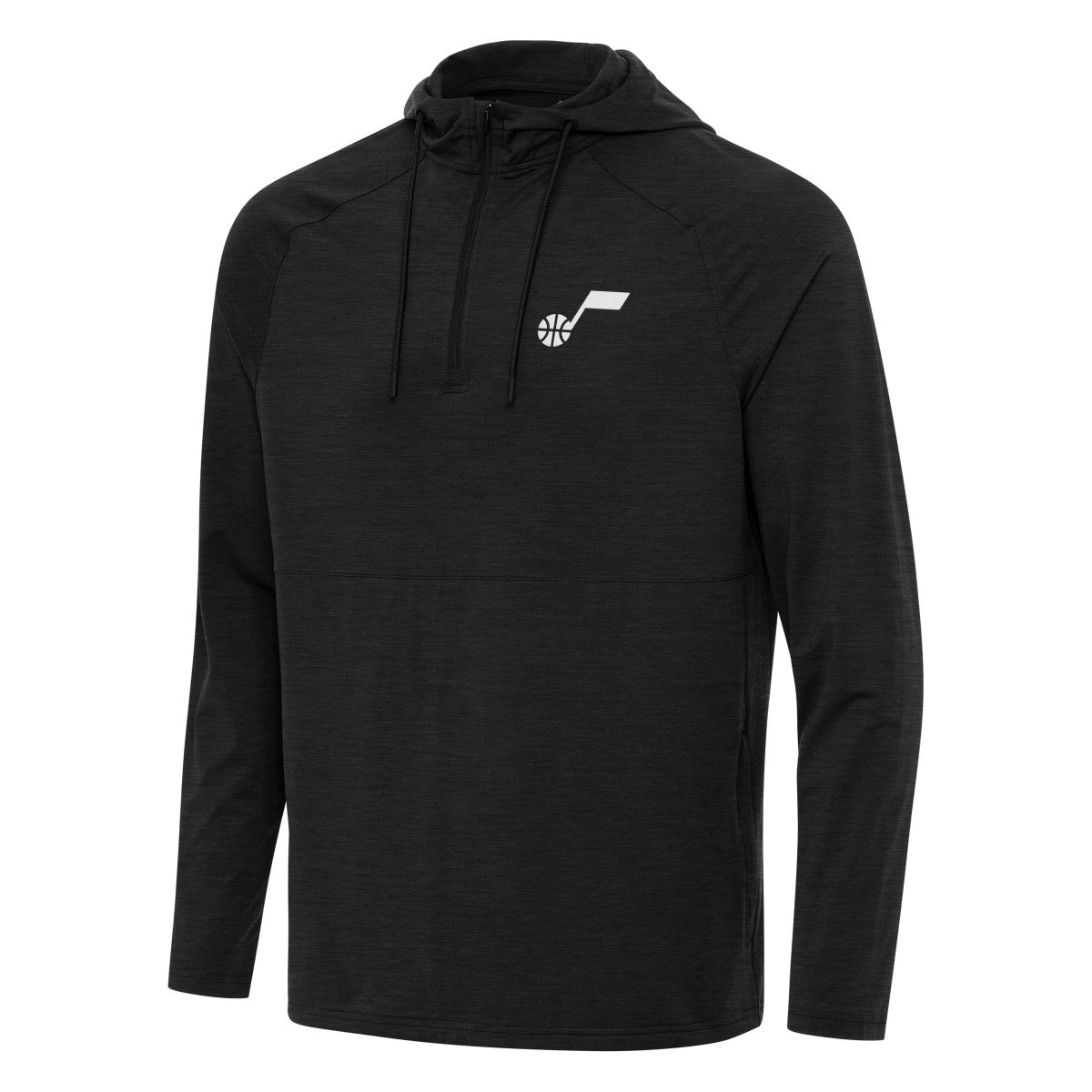Utah Jazz Antigua Spikes Raglan Quarter-Zip Hoodie Heather Black