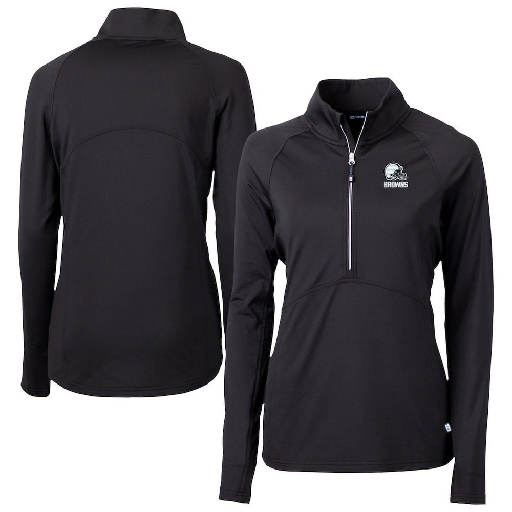 Cleveland Browns Cutter & Buck Women's Adapt Eco Knit Stretch Recycled Half-Zip Pullover Top Black