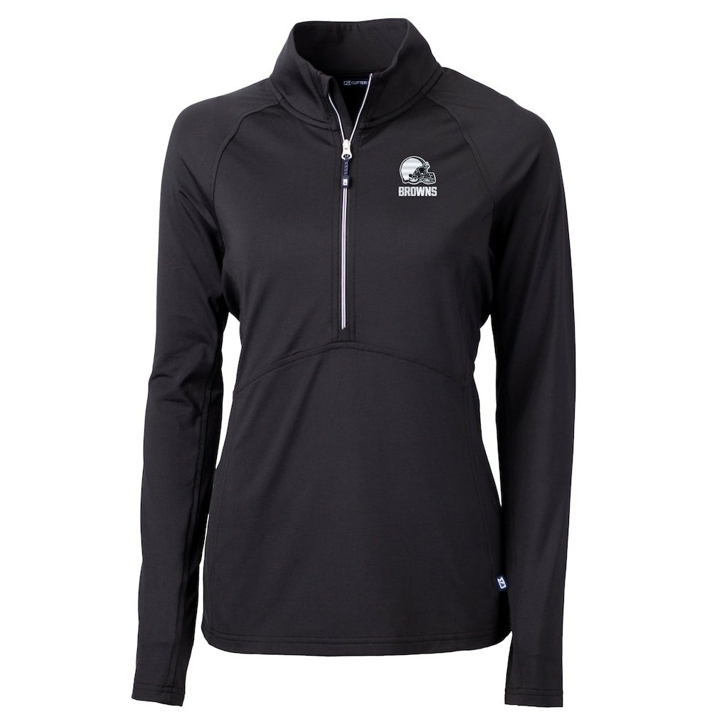 Cleveland Browns Cutter & Buck Women's Adapt Eco Knit Stretch Recycled Half-Zip Pullover Top Black