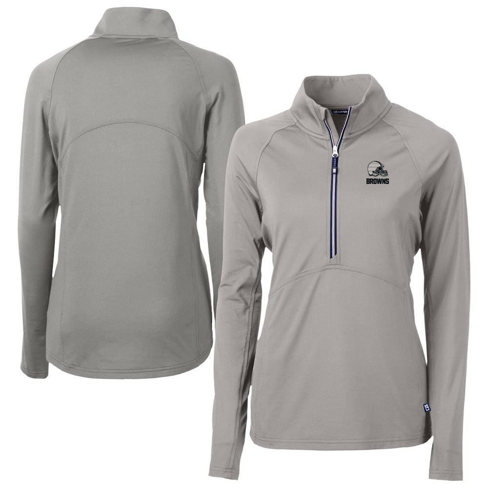 Cleveland Browns Cutter & Buck Women's Adapt Eco Knit Stretch Recycled Half-Zip Pullover Top Gray