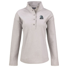 Cleveland Browns Cutter & Buck Women's Hunts Point Eco Textured Fleece Recycled Quarter-Snap Pullover Gray