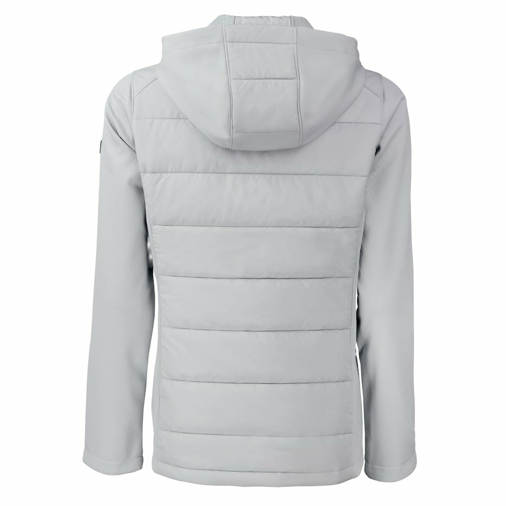 Cleveland Browns Cutter & Buck Women's Evoke Hybrid Eco Softshell Recycled Full-Zip Hooded Jacket Gray