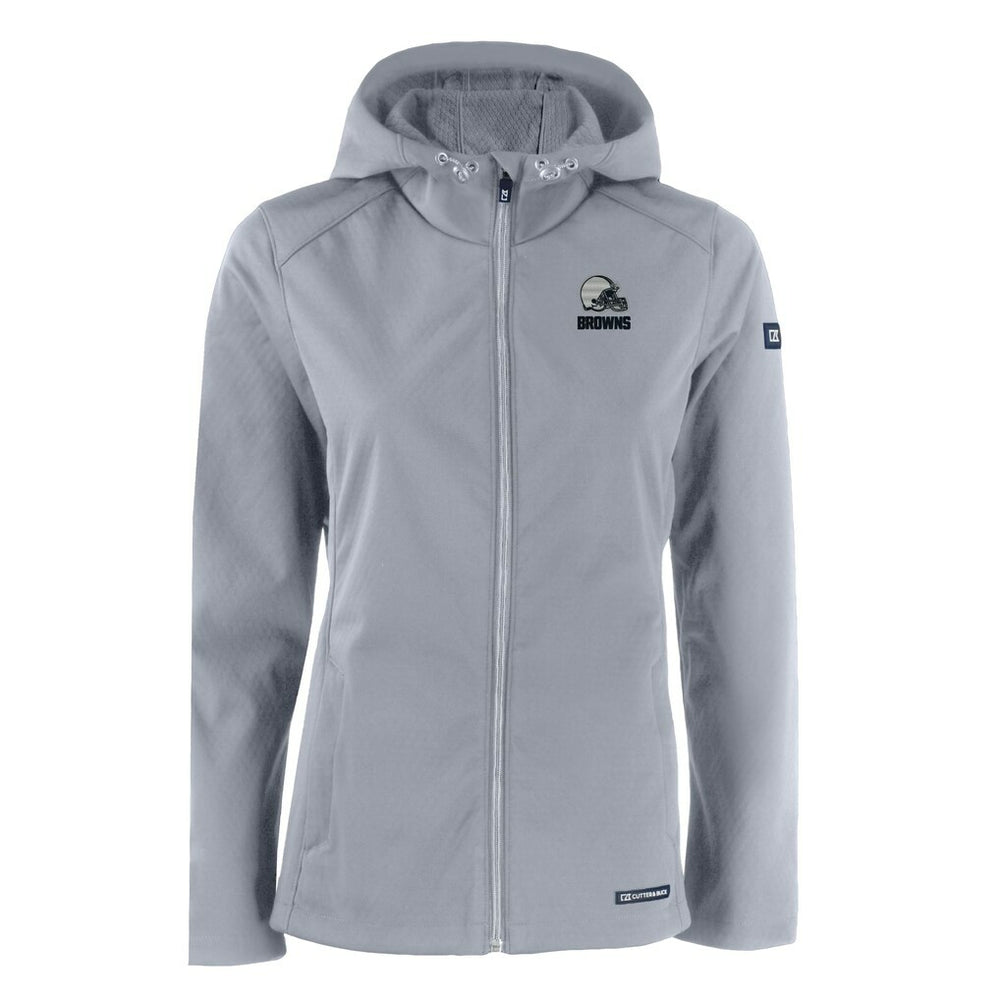 Cleveland Browns Cutter & Buck Women's Evoke Eco Softshell Recycled Full-Zip Hoodie Jacket Gray