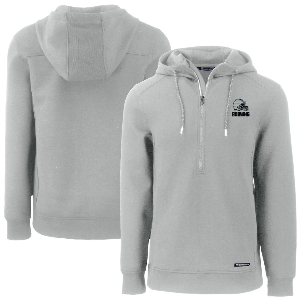 Cleveland Browns Cutter & Buck Roam Eco Recycled Half-Zip Pullover Hoodie Gray