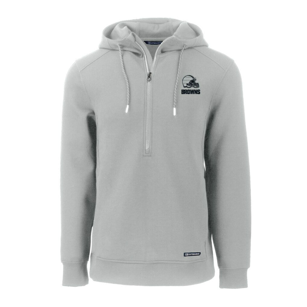 Cleveland Browns Cutter & Buck Roam Eco Recycled Half-Zip Pullover Hoodie Gray