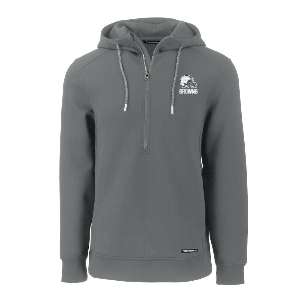 Cleveland Browns Cutter & Buck Roam Eco Recycled Half-Zip Pullover Hoodie Gray