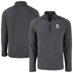Cleveland Browns Cutter & Buck Peshastin Eco Fleece Recycled Half-Zip Pullover Heather Black