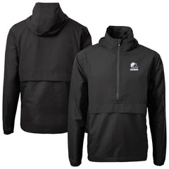 Cleveland Browns Cutter & Buck Charter Eco Recycled Anorak Half-Zip Hoodie Jacket Black