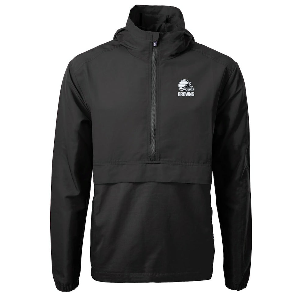 Cleveland Browns Cutter & Buck Charter Eco Recycled Anorak Half-Zip Hoodie Jacket Black