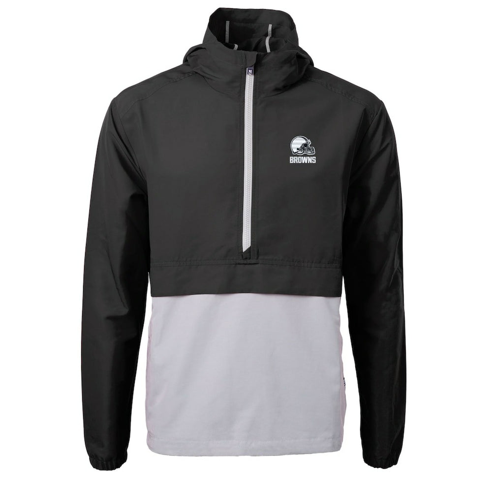 Cleveland Browns Cutter & Buck Charter Eco Recycled Anorak Half-Zip Hoodie Jacket Black