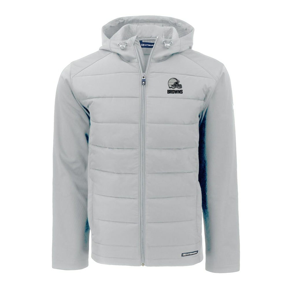 Cleveland Browns Cutter & Buck Evoke Hybrid Eco Softshell Recycled Full-Zip Hooded Jacket Gray