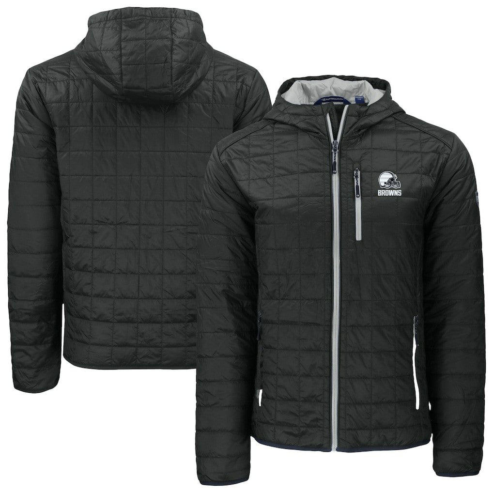 Cleveland Browns Cutter & Buck Rainier Primaloft Eco Full-Zip Hooded Jacket Black