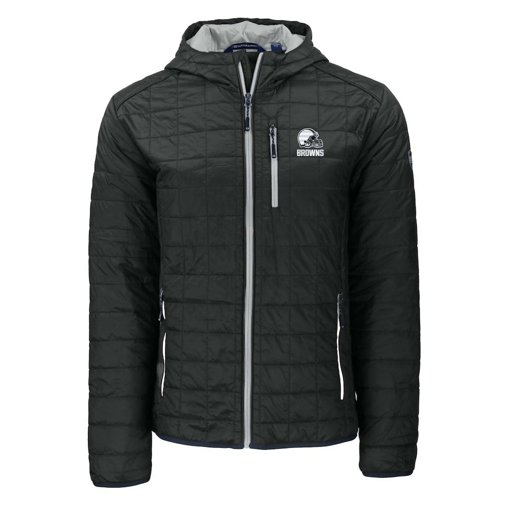 Cleveland Browns Cutter & Buck Rainier Primaloft Eco Full-Zip Hooded Jacket Black