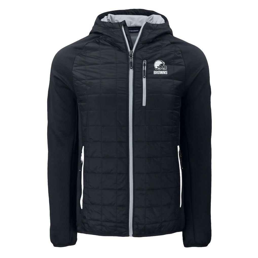 Cleveland Browns Cutter & Buck Rainier Primaloft Eco Full-Zip Hoodie Hybrid Jacket Black