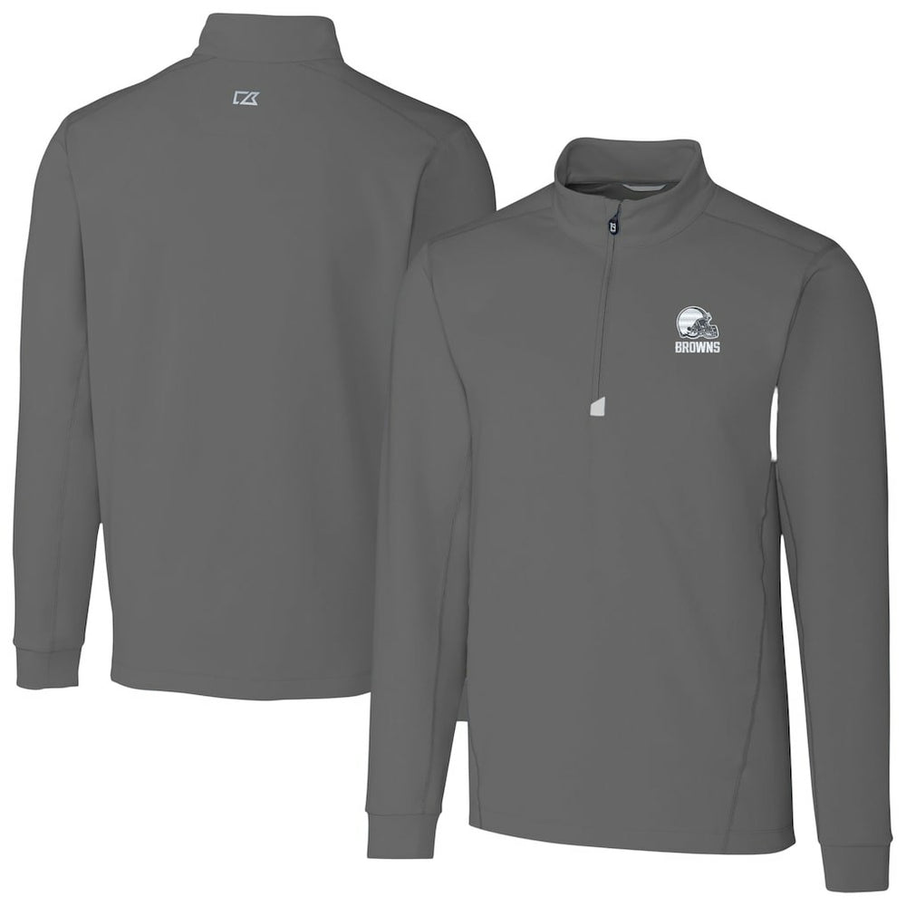 Cleveland Browns Cutter & Buck Big & Tall Traverse Stretch Eco Quarter-Zip Pullover Top Gray