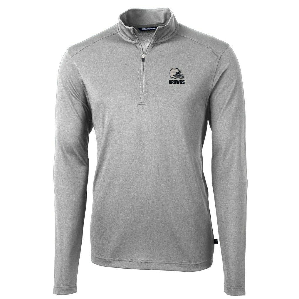 Cleveland Browns Cutter & Buck Big & Tall Virtue Eco Pique Recycled Quarter-Zip Pullover Top Gray