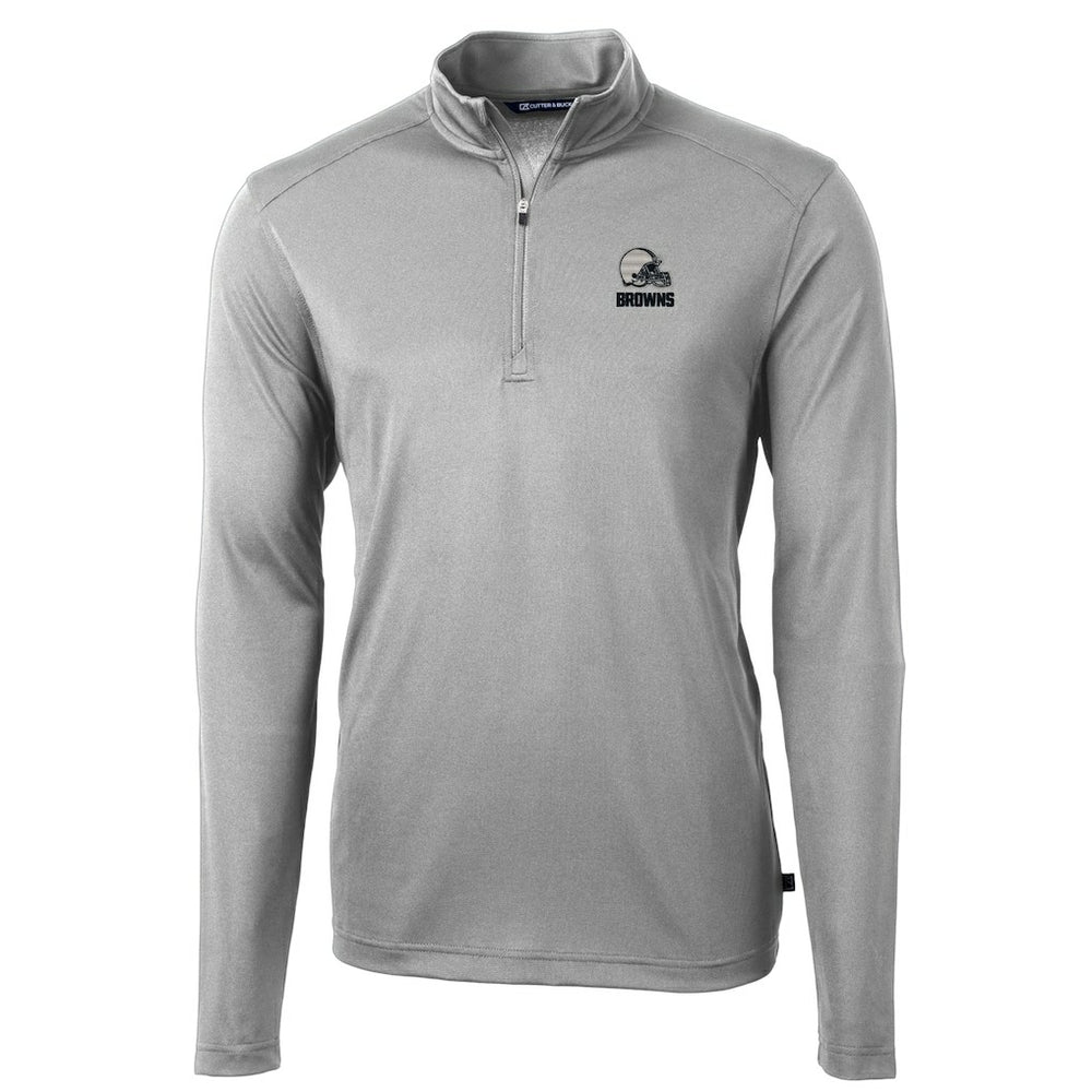 Cleveland Browns Cutter & Buck Big & Tall Virtue Eco Pique Recycled Quarter-Zip Pullover Top Gray