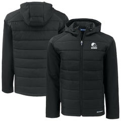 Cleveland Browns Cutter & Buck Big & Tall Evoke Hybrid Eco Softshell Recycled Full-Zip Hooded Jacket Black